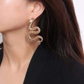 Oversize Gold Silver Tone Dragon Earrings